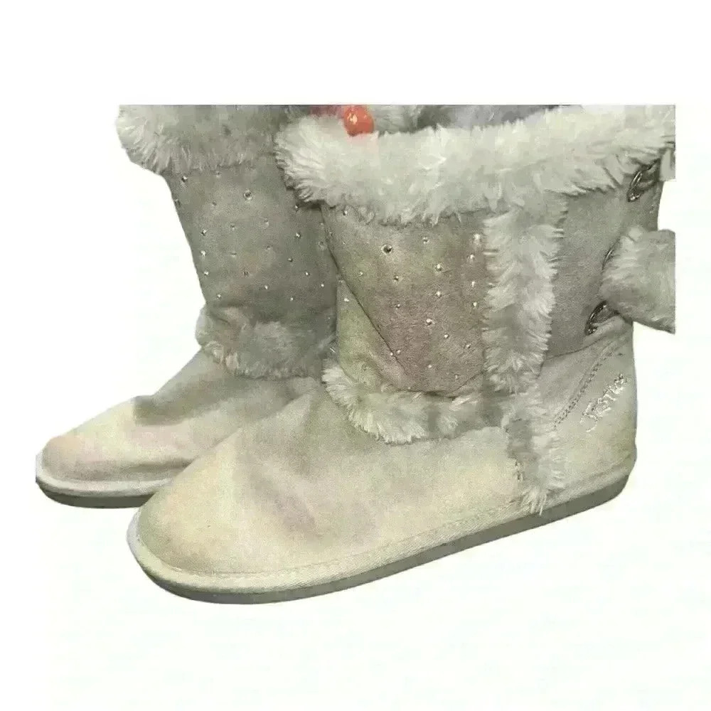 Justice Faux Fur Bling Boots Sz 8 - Picture 9 of 12